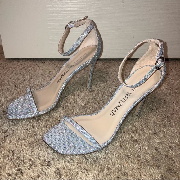STUART WEITZMAN Heels SANDALS Crystal NUDISTCURVE - Sz 9 B Spain NEW! - Picture 9 of 16